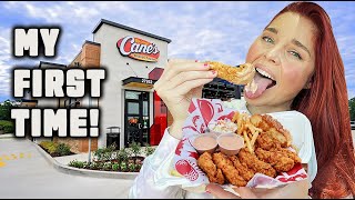 Ive NEVER TRIED RAISING CANES Until Now Trying Raising Canes Chicken Fingers For The First Time [upl. by Colp449]