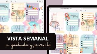 VISTA SEMANAL EN LA AGENDA DIGITAL  TUTORIAL GOODNOTES 6 Y PROCREATE [upl. by Aehtla]