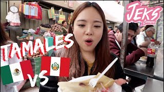 LA DIFERENCIA DE TAMALES EN MÉXICO Y PERÚ  ME INVITARON A COMER EN UN MERCADO  JEKS [upl. by Guinna796]