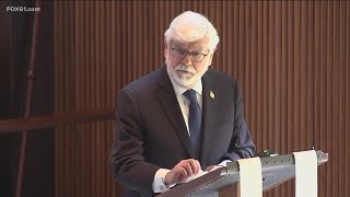 Former US Sen Christopher J Dodd gives eulogy at former CT Gov Lowell Weickers funeral services [upl. by Lubbi]