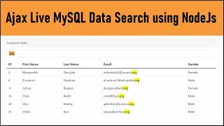 Ajax Live MySQL Data Search using NodeJs [upl. by Aiyot]