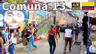 Comuna 13 Walking Tour in 4K  Street Culture and City Views [upl. by Dnomyad570]