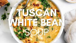 Tuscan White Bean Soup VEGAN amp ONE POT [upl. by Mya910]