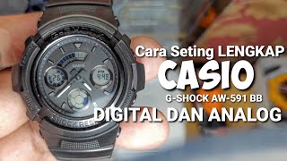 TUTORIAL  Cara Seting Lengkap Casio GSHOCK AW591BB Agar jarum dan digital sama sinkron ‼️ [upl. by Ecirtnom980]