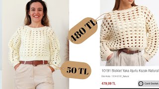 BU SENE ÇOK MODA  YENİ SEZON 480 TL OLAN BİSİKLET YAKA AJURLU KAZAĞI YAPTIM 😍 [upl. by Brooke]