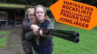 Flintenschießen lernen mit der Benelli 828U Die beste Bockflinte für Frauen und die Jagdausbildung [upl. by Dorkas638]