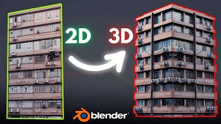 Turn a 2D Image Into a 3D Building in Blender in 1 Minute [upl. by Monti]