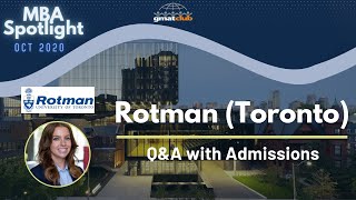 Rotman Toronto  MBA Spotlight Oct 2020  QampA with Rotman Admissions [upl. by Eniamahs]