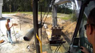 Excavator Trenching For Pipe [upl. by Poppas]