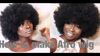 DIY Afro wig how to make wig using the Kinky 4B hair [upl. by Euqirrne]