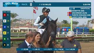 Anisette GB wins the Yellow Ribbon Handicap GII race 8 at Del Mar 81024 [upl. by Ytsirc]