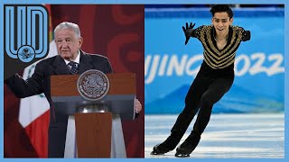 AMLO desea suerte a Donovan Carrillo en la final de patinaje artístico en Beijing 2022 [upl. by Ecahc]