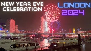 London NYE 2024 Celebration Fireworks London Eye Celebration with fireworks and Drones Red 4 zone [upl. by Atinhoj634]