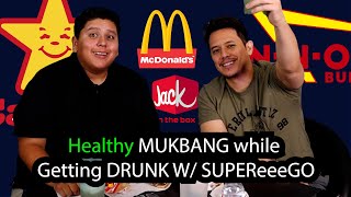 Healthy MUKBANG while Getting DRUNK W SUPEReeeGO [upl. by Eustache]