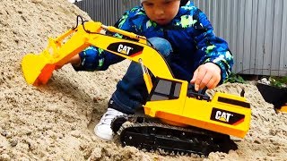 Excavator for children and Trucks Construction Vehicles Bruder toys Kids Video Экскаватор для детей [upl. by Cuda]