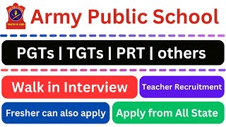 Army Public School vacancy 2024  teacher vacancy 2024  teacher recruitment 2024  job near by me [upl. by Nakeber]