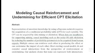 Modeling Causal Reinforcement and Undermining for Efficient CPT Elicitation [upl. by Yrral]