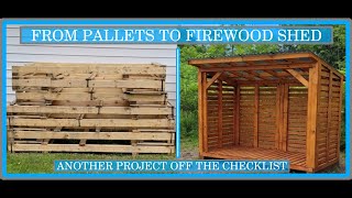 Wood shed built using pallet wood [upl. by Refinnaj]