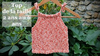 TUTO TRICOT  Débardeur Top 2 ans  4 ans  6 ans [upl. by Thora347]