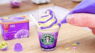 PERFECT Amazing Homemade Miniature Starbucks Purple Frappuccino Recipe  ASMR Cooking Mini Food [upl. by Hamil]