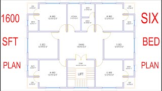 HOUSE PLAN DESIGN  EP 122  1600 SQUARE FEET 6 BEDROOMS HOUSE PLAN  LAYOUT PLAN [upl. by Billat52]