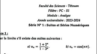 TD N°1 analyse 1 exercice 4 S1 TD ibn tofail  SMPC SMIA ENSA MIPC MI [upl. by Adilen]