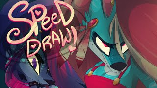 SPEED DRAW Werewolf Girls Zoophobia Vivziepop [upl. by Haleigh458]