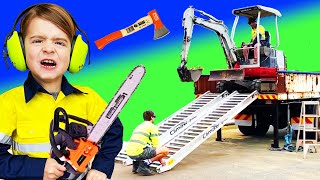 Construction Excavator Trucks for kids  BLiPPi kids Visit a Construction Site  min min playtime [upl. by Amihc]