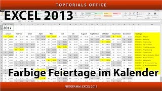 Feiertage im Kalender farbig markieren Microsoft Excel [upl. by Dilly615]