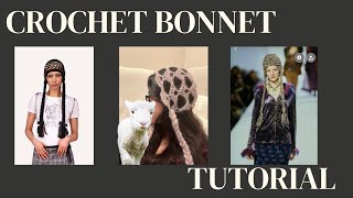 crochet anna suiinspired bonnet with braids trendy medieval mesh knit bonnet tutorialvideo [upl. by Meikah417]