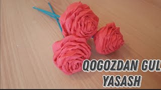 Qogozdan atirgul yasash Крепированная бумагадан гул ясаш [upl. by Selle]