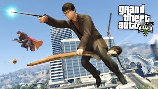 GTA 5 Mods  HARRY POTTER MOD w WAND amp BROOM GTA 5 Harry Potter Mod GTA 5 Mods Gameplay [upl. by Bywoods]