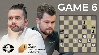 FIDE World Chess Championship Game 6  Carlsen vs Nepo [upl. by Devad]