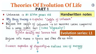 Theories of evolution of life  Part 1  Handwritten notes [upl. by Emerej]