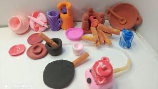 how to make miniature kitchen Easy DIY at home clay art and craft [upl. by Hebbe]