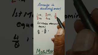 Arranging fractions in ascending order MathMarrowMath shortsunlike fractions [upl. by Halda]