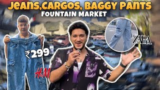 Branded Baggy Jeans amp Cargo at ₹299  Cheapest Jeans Market Fountain Market Mumbai 2024 [upl. by Enomas]