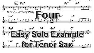 Four By Miles Davis  Easy Solo Example for Tenor Sax [upl. by Ettenhoj711]