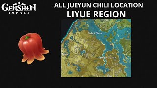 GUIDE All Jueyun Chili Farming Route Location Liyue Region  Genshin Impact [upl. by Whitford39]