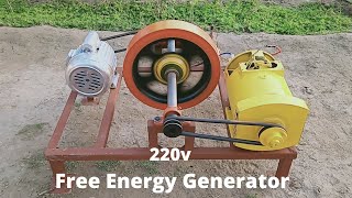 Make Free Energy Generator 220v With 5kw Alternator And Motor Flywheel Free Electricity Generator [upl. by Hillier]