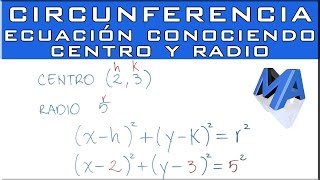 Ecuación de la circunferencia conociendo centro y radio EJEMPLOS [upl. by Xuaegram]