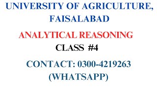 UAF MPhil amp PhD Test Preparation Class 4  UAF MPhil and PhD Admissions  Analytical reasoning [upl. by Leorsiy]