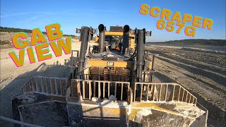 Cab view CAT biggest scraper 657G in action [upl. by Anelrihs676]