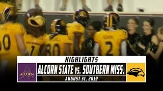 Alcorn State vs Southern Miss Football Highlights 2019  Stadium [upl. by Ashla]