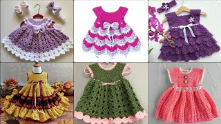 so beautiful amp elegant crochet baby frocksfrilly frocks for baby girls crochet handmadeknitting [upl. by Combe111]