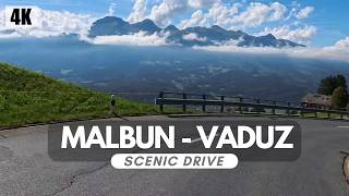 Malbun to Vaduz via Triesenberg  Liechtenstein in Summer  Scenic Drive  4K [upl. by Rolyab763]