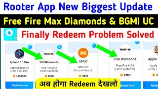 Rooter Free Fire Diamonds amp BGMI UC Out of Stock Problem Fixed✅Rooter ff diamond redeem problem fix [upl. by Anawot]