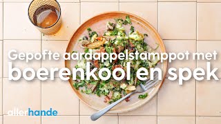 Stamppot boerenkool met gepofte aardappels paddenstoelen amp spek Recept  Allerhande [upl. by Oilut]