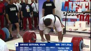 Istvan Arvai DL3975kg125 World Record Powerlifting IPF WorldChamp2004 [upl. by Noelopan]