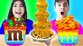 GOLD CHOCOLATE FONDUE CHALLENGE  LAST TO STOP EATING GOLDEN FOOD FOR 24 HOURS BY CRAFTY HACKS [upl. by Aznofla]